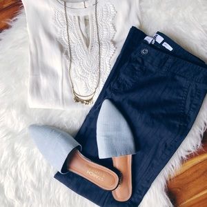 Gap Stretch Navy Wide Pinstripe Chinos!